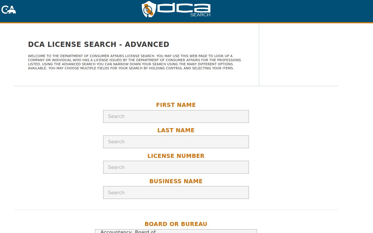 Sanger people directories using California professional license fields