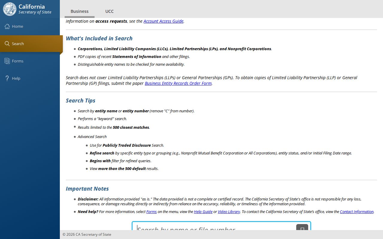 Sanger people directories through the California business entity search