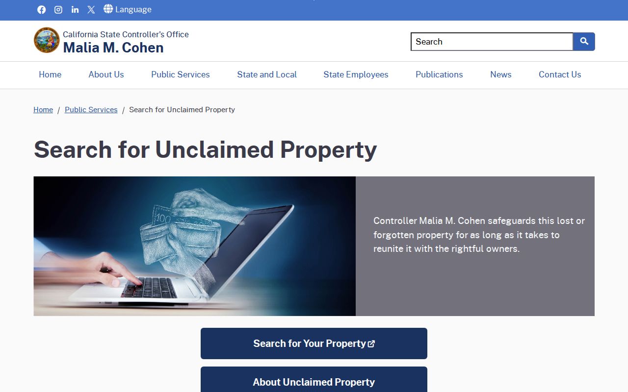 Sanger public records name search for California unclaimed property