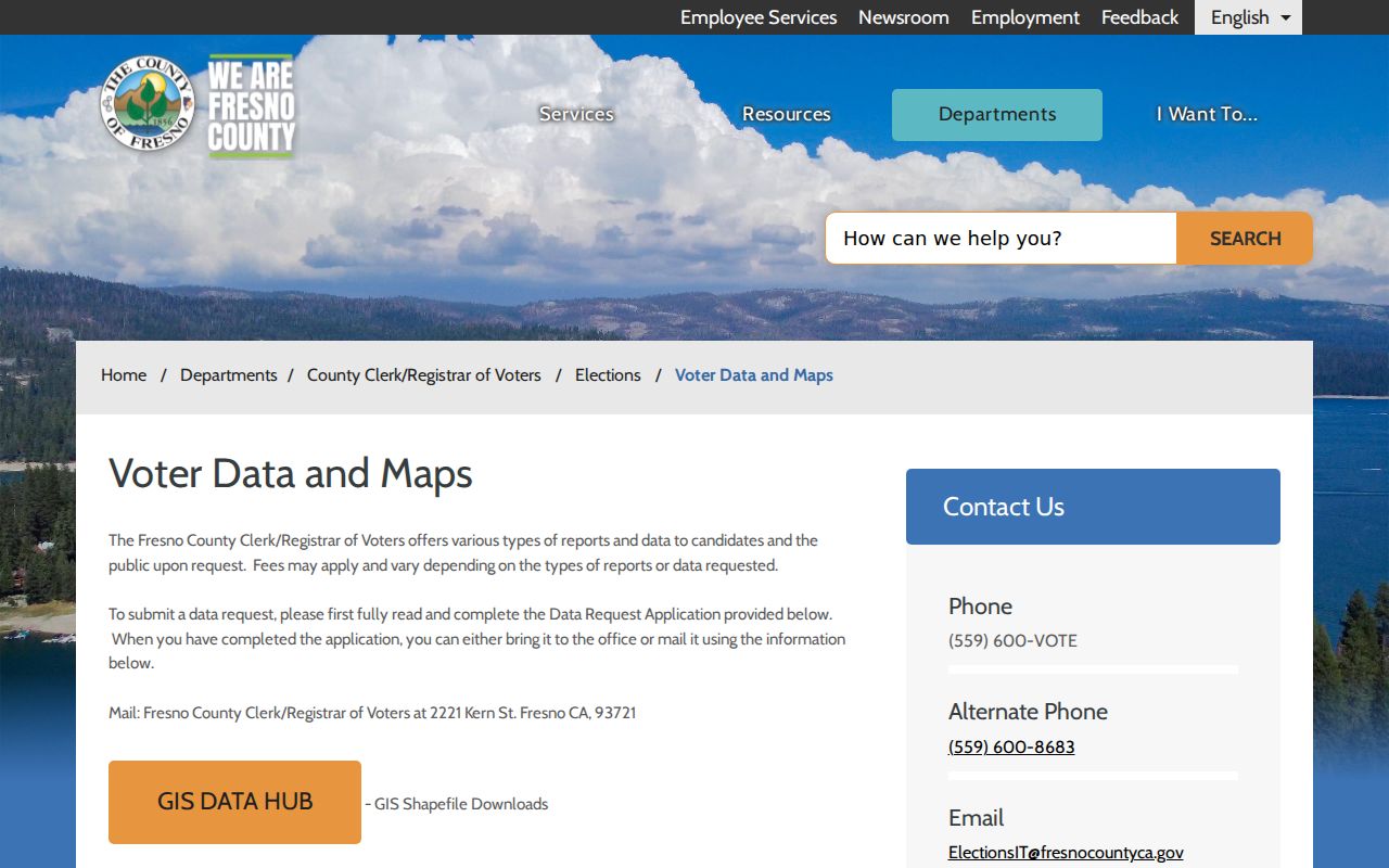 Sanger voter registration records on the Fresno County voter data page